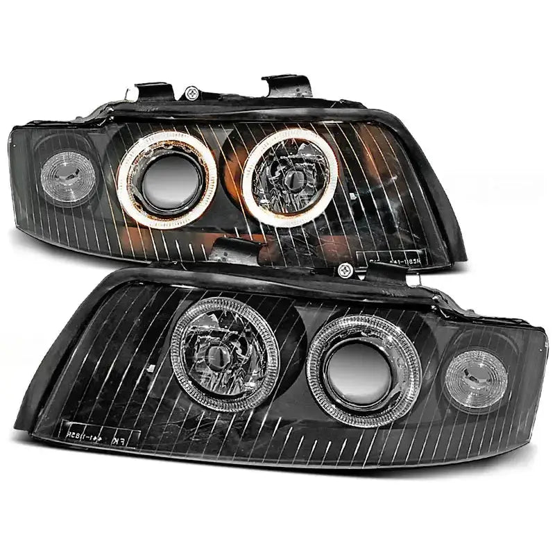 Frontlykter Audi A4 10.00-10.04 Angel Eyes Black - 1