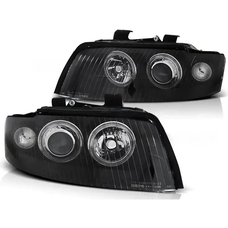 Frontlykter Audi A4 10.00-10.04 Angel Eyes Black D1s - 2