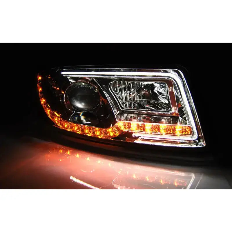 Frontlykter Audi A4 10.00-10.04 Led P21w Tube Lights Chrome - 3