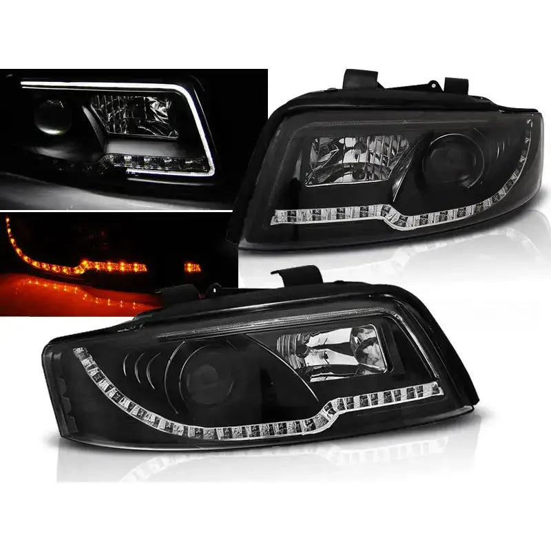 Frontlykter Audi A4 10.00-10.04 Led Tube Lights Black - 1