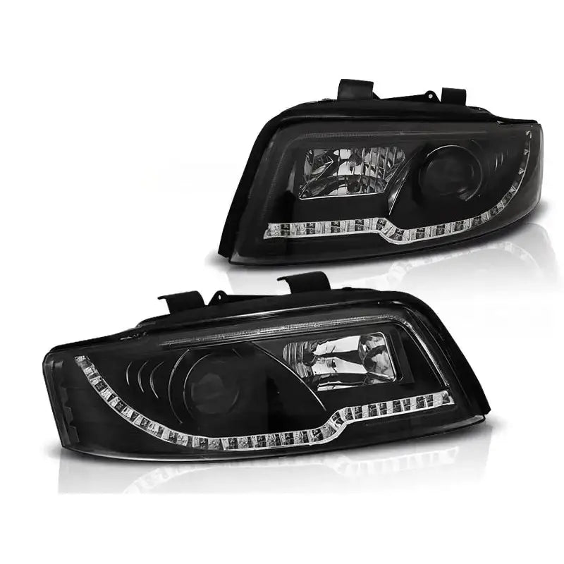 Frontlykter Audi A4 10.00-10.04 Led Tube Lights Black - 2