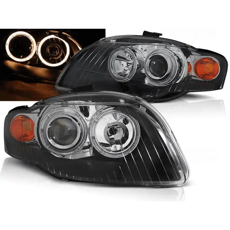 Frontlykter Audi A4 B7 11.04-03.08 Angel Eyes Black - 1