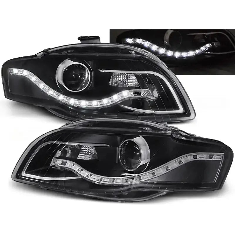 Frontlykter Audi A4 B7 11.04-03.08 Black Led Parking Light - 1