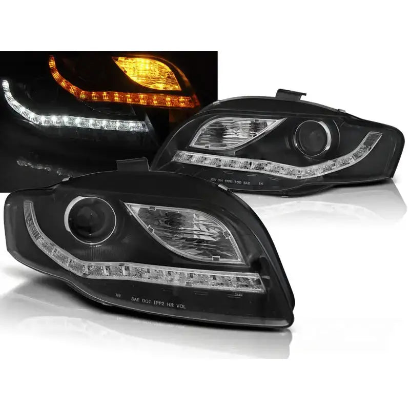 Frontlykter Audi A4 B7 11.04-03.08 Daylight Led Ind. Black - 1