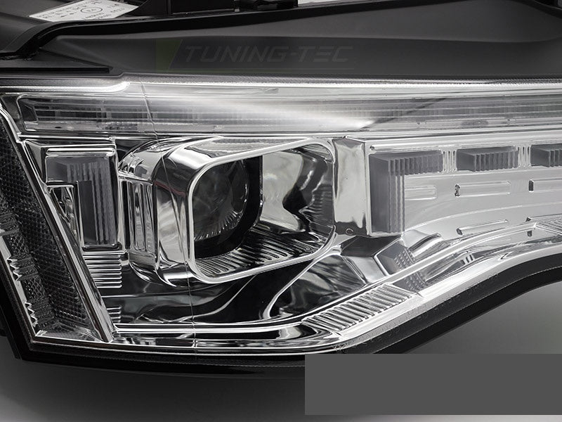 Komplett sett LED frontlykter krom for Audi A5 facelift 2011–2016 sett bakfra