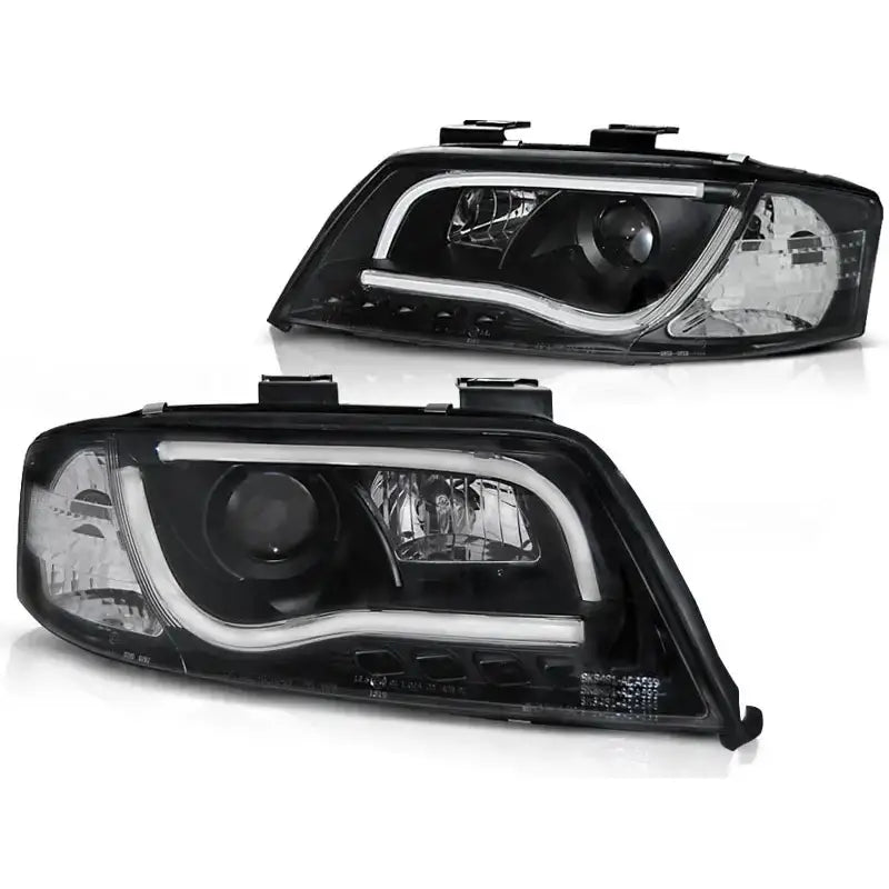 Frontlykter Audi A6 06.01-05.04 Led Tube Lights Black - 1