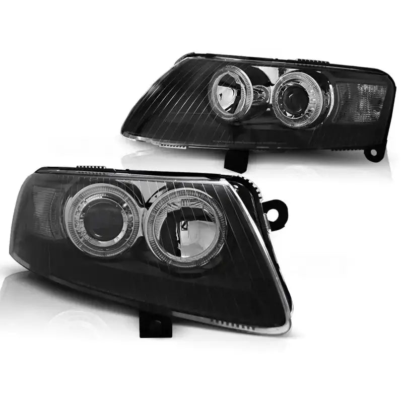 Frontlykter Audi A6 C6 04.04-08 Angel Eyes Black - 2