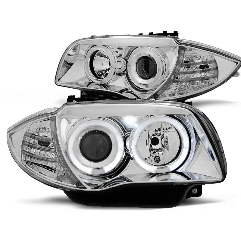 Frontlykter Bmw 1 E87/e81/82/88 04-11 Angel Eyes Chrome - 2