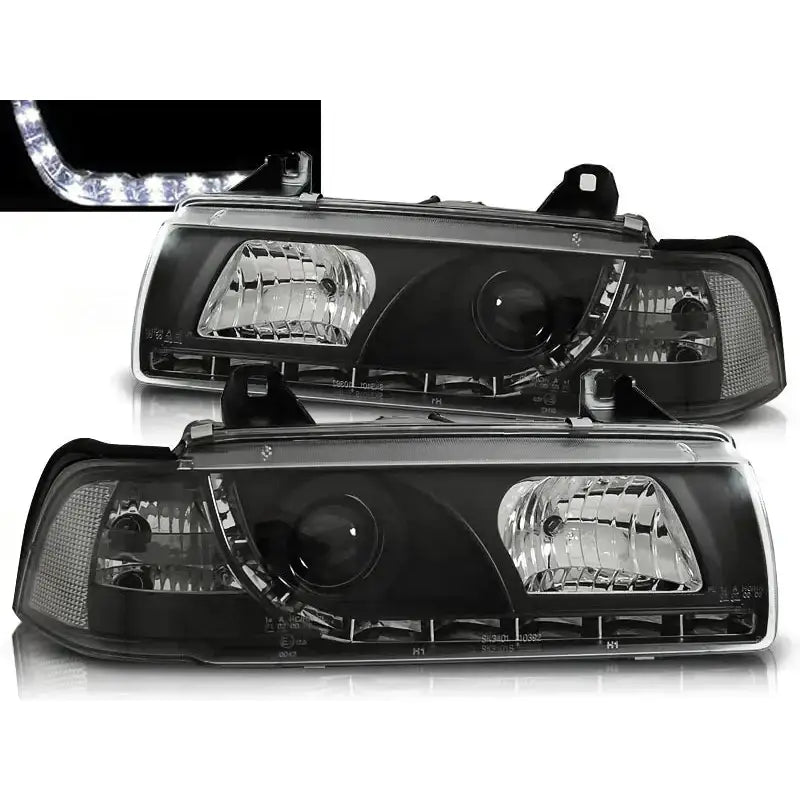 Frontlykter Bmw E36 12.90-08.99 Daylight Black Limousine Touring Compact - 1