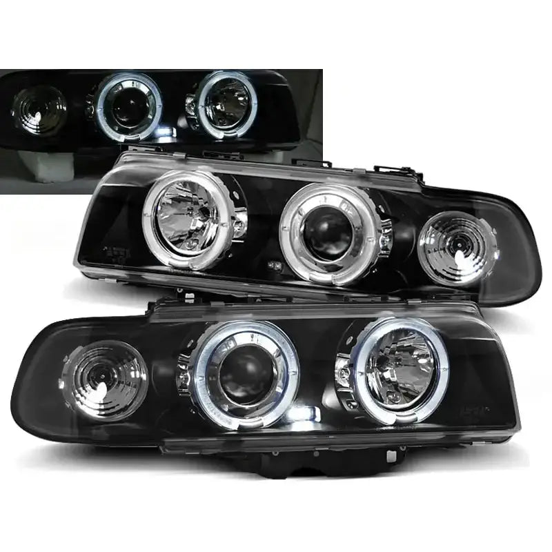 Frontlykter Bmw E38 06.94-08.98 Angel Eyes Black