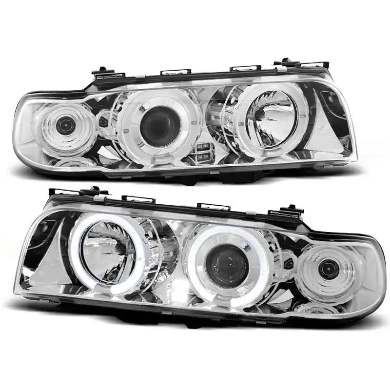 Frontlykter Bmw E38 06.94 08.98 Angel Eyes Chrome - 2