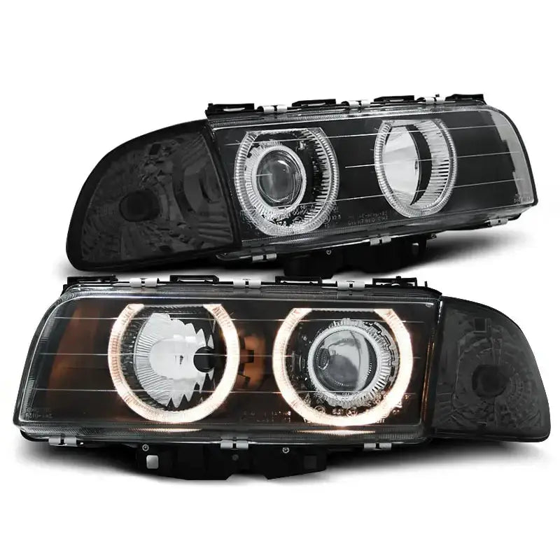 Frontlykter Bmw E38 06.94-08.98 H7/h7 Angel Eyes Black - 2