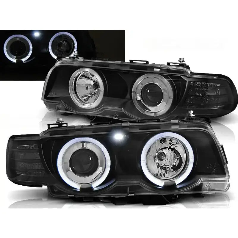 Frontlykter Bmw E38 09.98-07.01 Angel Eyes Black