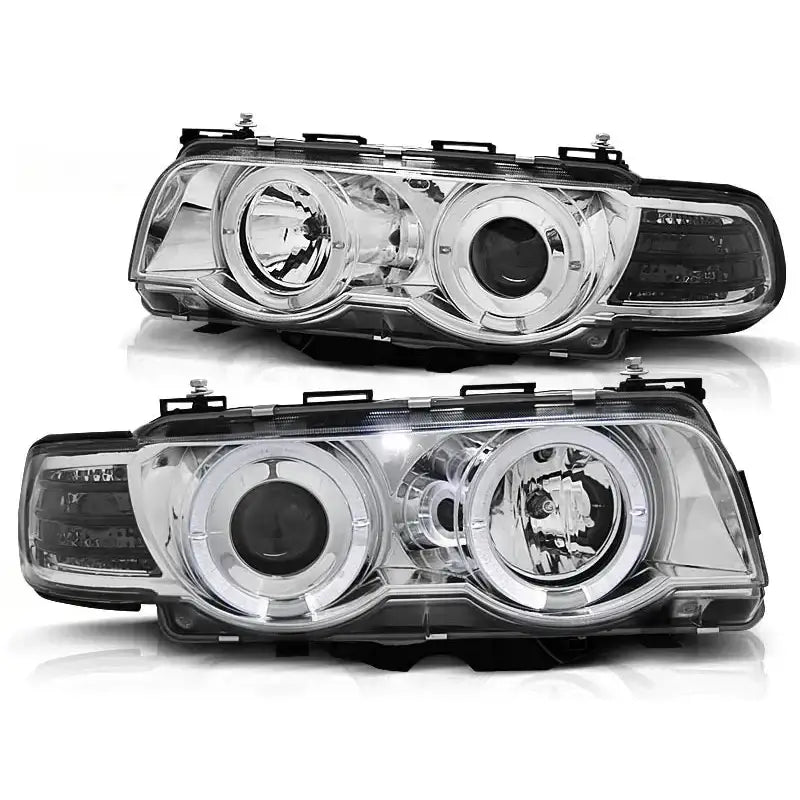 Frontlykter Bmw E38 09.98-07.01 Angel Eyes Chrome - 2