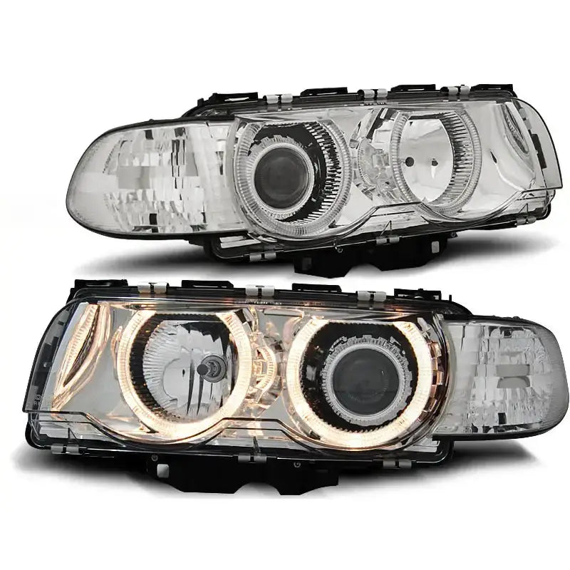 Frontlykter Bmw E38 09.98-07.01 H7/h7 Angel Eyes Chrome - 2