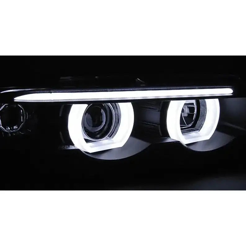 Frontlykter Bmw E38 94-01 3d Angel Eyes Led Black - 3