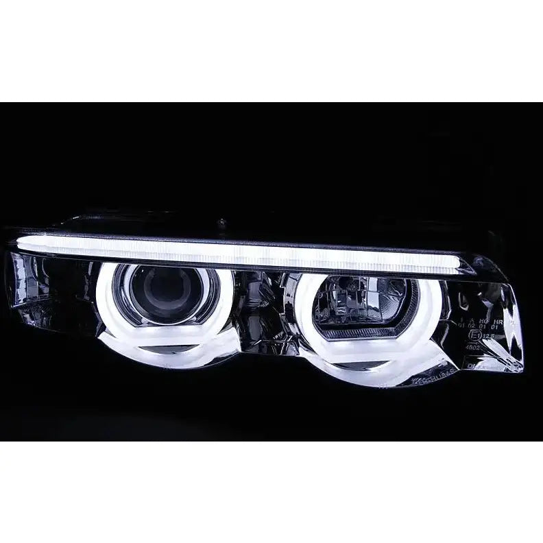 Frontlykter Bmw E38 94-01 3d Angel Eyes Led Chrome