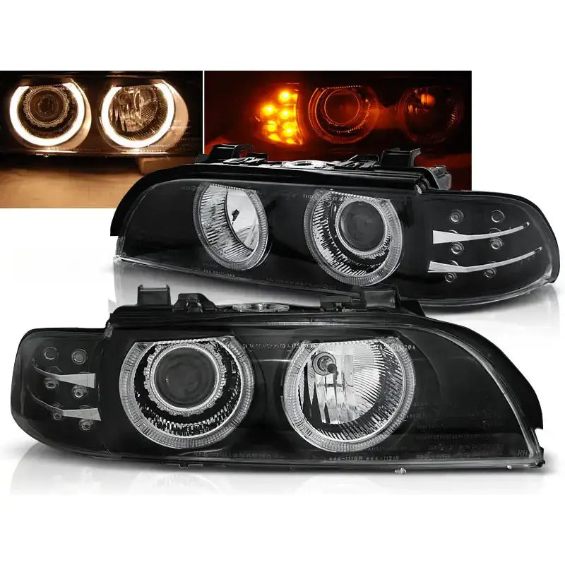 Frontlykter Bmw E39 09.95-06.03 Angel Eyes Black Led Indic.