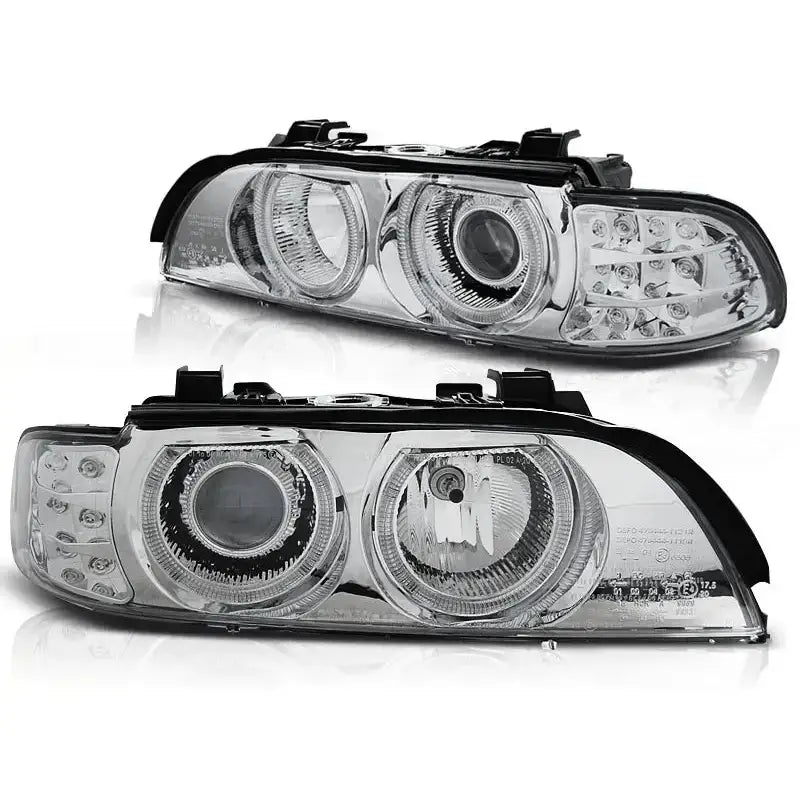 Frontlykter Bmw E39 09.95-06.03 Angel Eyes Chrome Led Indic.