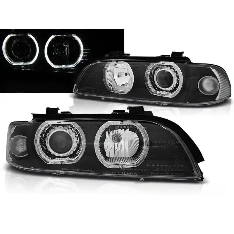 Frontlykter Bmw E39 09.95-06.03 Angel Eyes Led H7/h7 Black