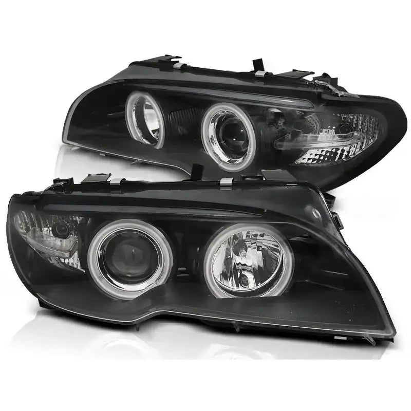 Frontlykter Bmw E46 04.03-06 Coupe / Cabrio Angel Eyes Ccfl Black - 2