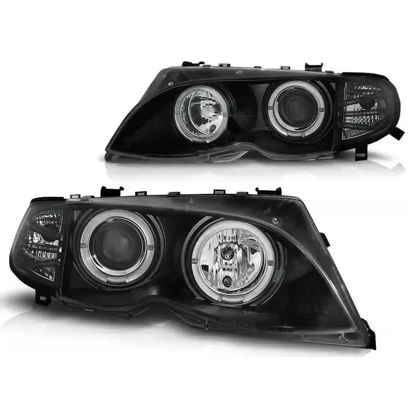 Frontlykter Bmw E46 09.01-03.05 Angel Eyes Black Limousine/touring - 2