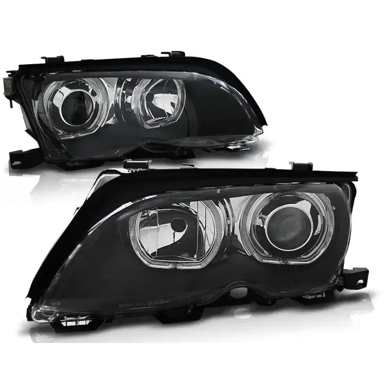 Frontlykter Bmw E46 09.01-03.05 Angel Eyes Led Black