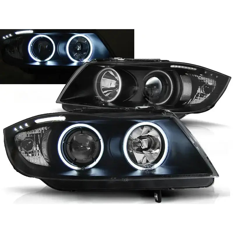 Frontlykter Bmw E90/e91 03.05-08.08 Angel Eyes Black Ccfl - 1