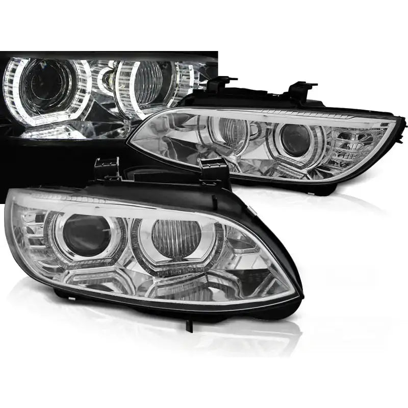 Frontlykter Bmw E92/e93 06-10 Angel Eyes Led Chrome Hid - 1