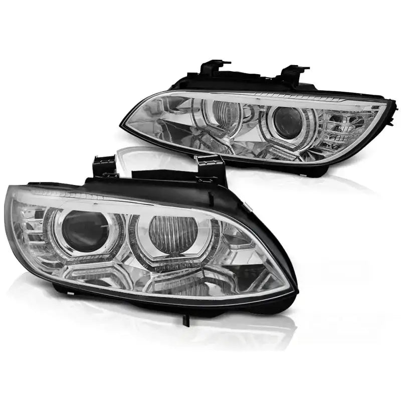 Frontlykter Bmw E92/e93 06-10 Angel Eyes Led Chrome Hid - 2