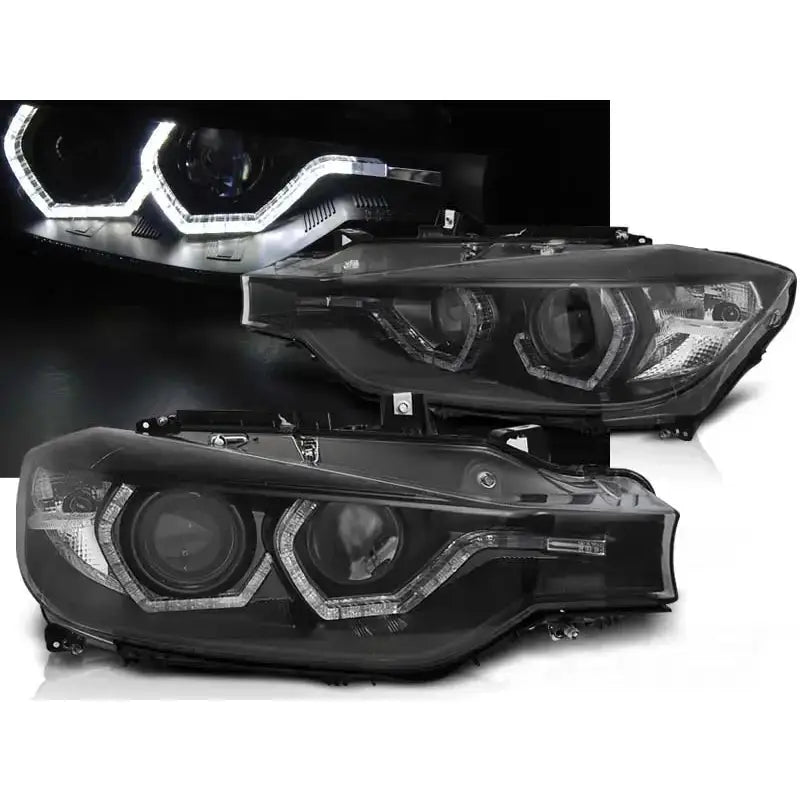 Frontlykter Bmw F30/f31 10.11 05.15 Angel Eyes Led Black Drl - 1