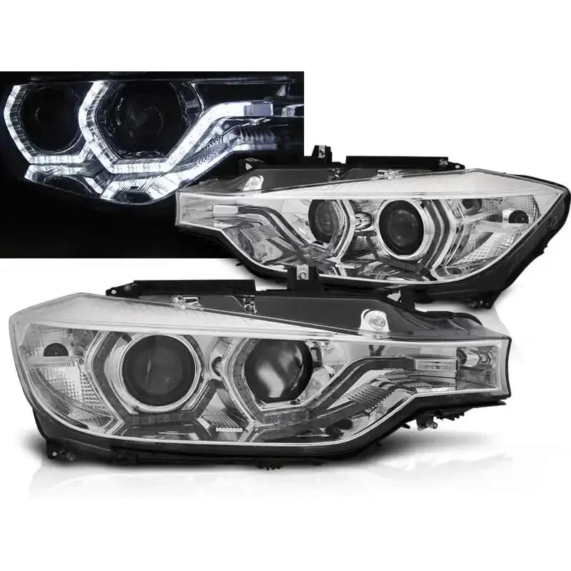 Frontlykter Bmw F30/f31 10.11 05.15 Angel Eyes Led Chrome Drl - 1