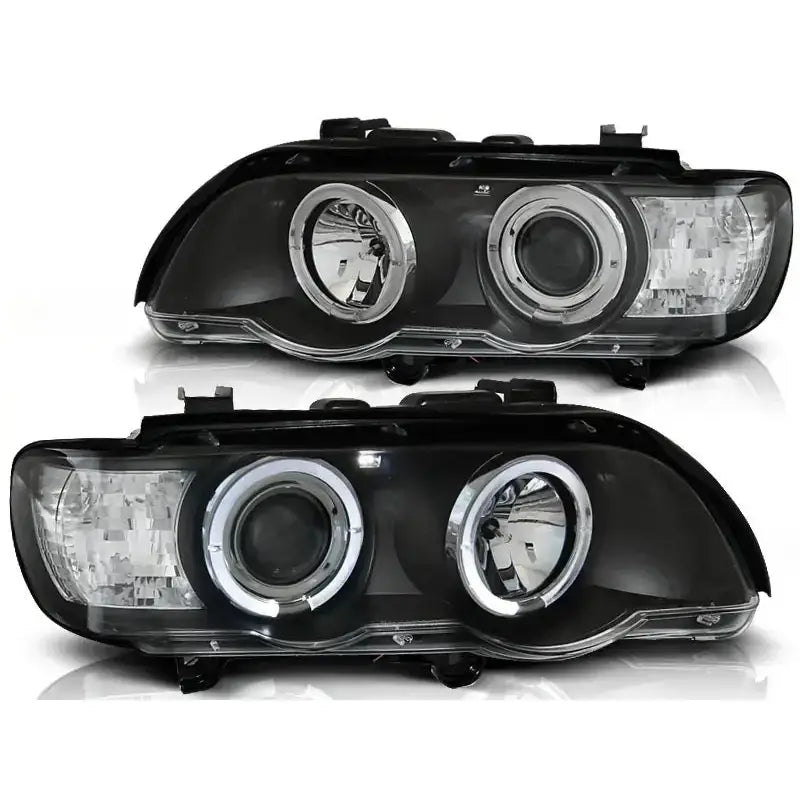 Frontlykter Bmw X5 E53 09.99-10.03 Angel Eyes Black Bm45 - 2