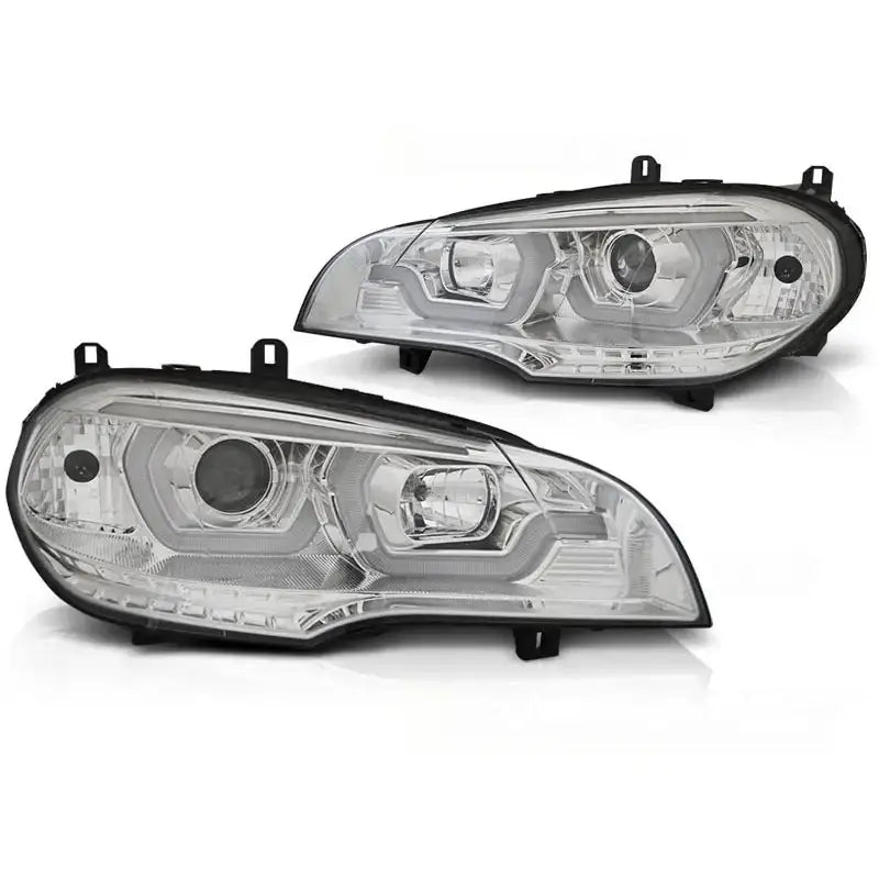 Frontlykter Bmw X5 E70 07-13 Tube Light Drl Chrome