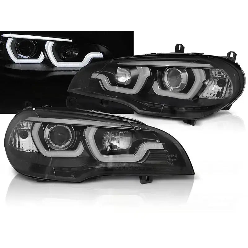 Frontlykter Bmw X5 E70 07-13 Tube Llight Drl Black - 1