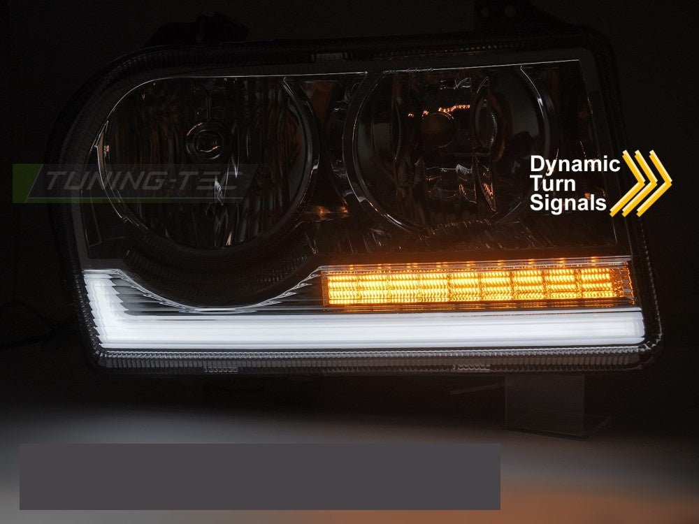 Frontlykter Chrysler 300 2005–2008 LPCH50 krom Tube Light montert