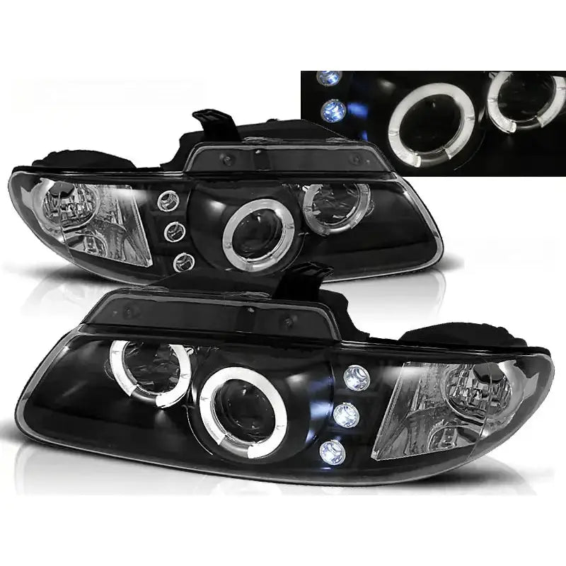 Frontlykter Chrysler Voyager 96-02.01 Angel Eyes Black - 1