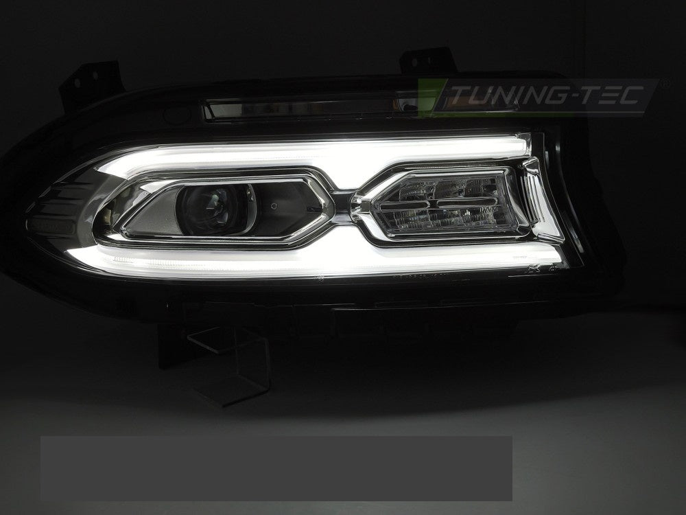 Komplett sett frontlykter Dodge Charger krom full LED høyre og venstre side