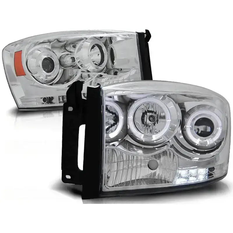 Frontlykter Dodge Ram 06-08 Angel Eyes Chrome