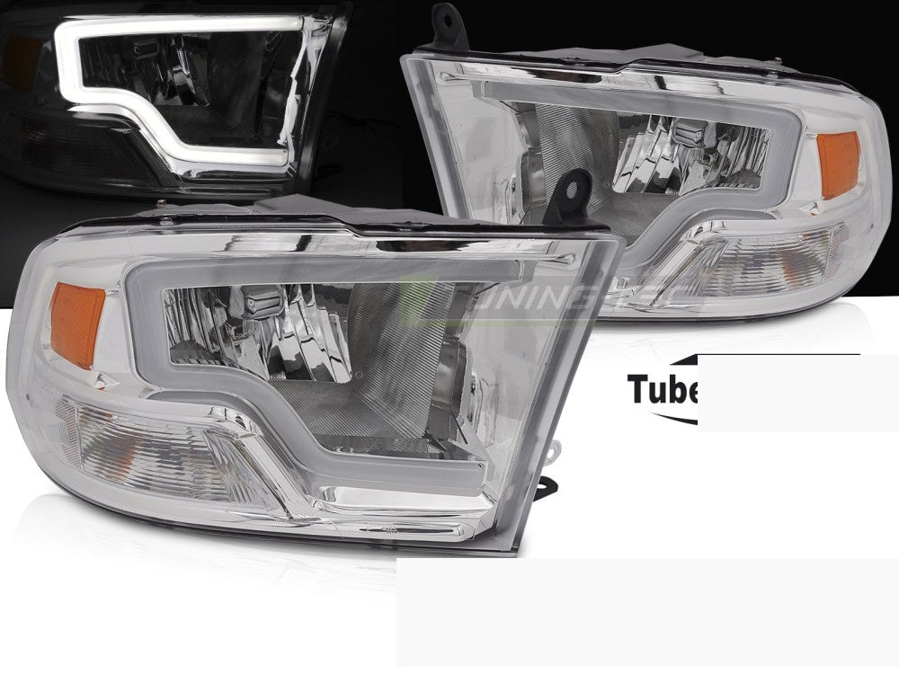 Krom frontlykter Dodge Ram tube light-design nærbilde av lysstripe