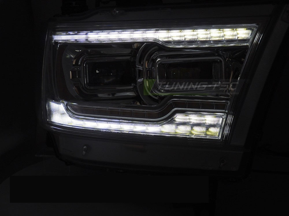 Dodge Ram 2019–2022 LED frontlykter krom komplett sett venstre og høyre side