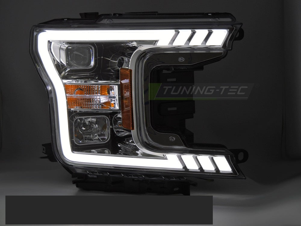 Ford F150 MK13 frontlykter tube light krom høyre og venstre side