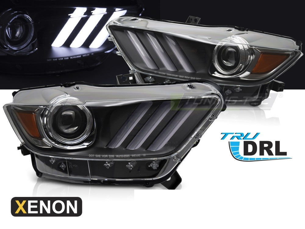 Svarte xenon frontlykter med LED-elementer for Ford Mustang nærbilde