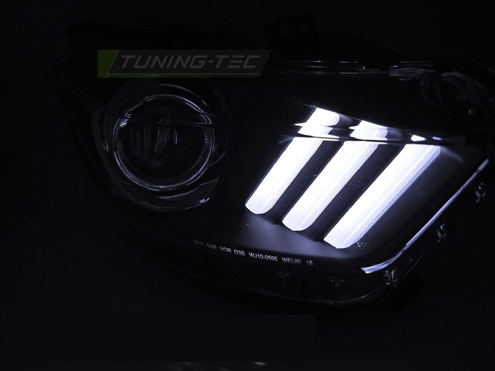 Komplett sett xenon LED frontlykter i svart til Ford Mustang sjette generasjon