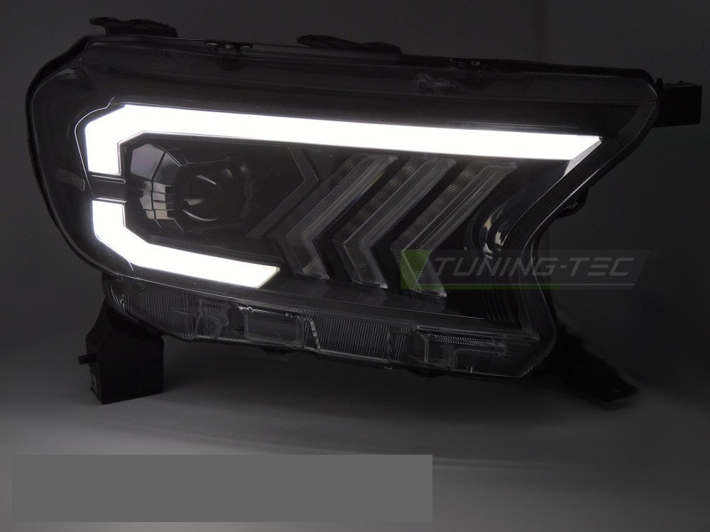Par frontlykter tube light svart finish for Ford Ranger V 2016–2022