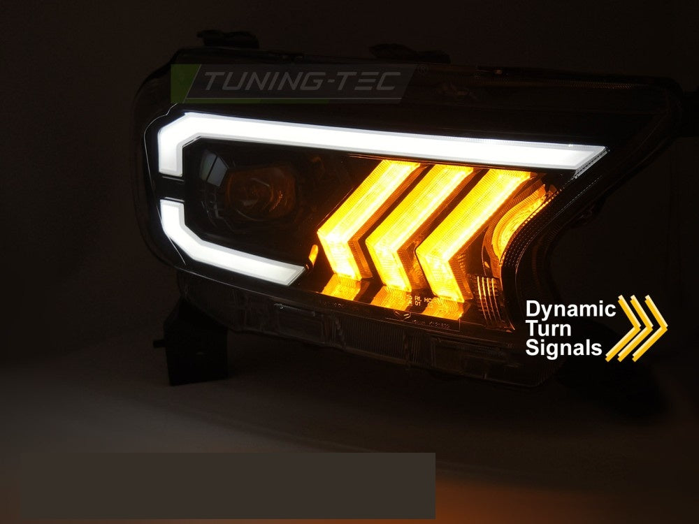 Ford Ranger V frontlykter tube light svart design vist fra siden
