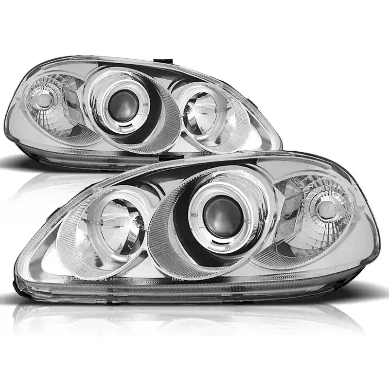 Frontlykter Honda Civic 03.99-02.01 Angel Eyes Chrome