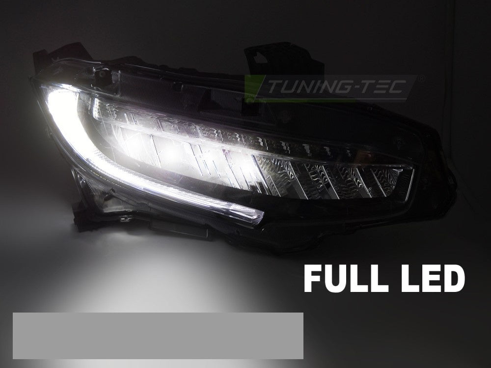 Honda Civic X 2016–2021 full LED frontlykt bakside med tilkoblinger