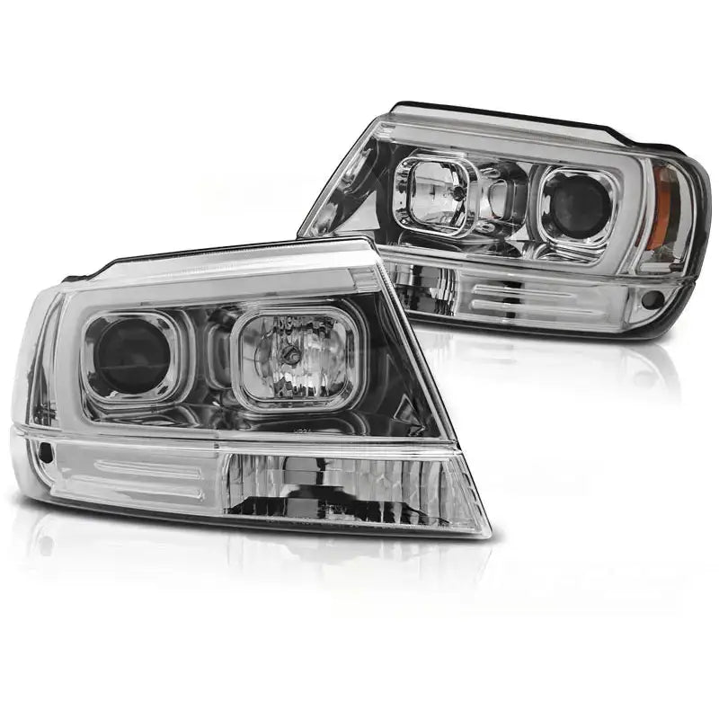 Frontlykter Jeep Grand Cherokee 99-05.05 Tube Light Chrome - 2