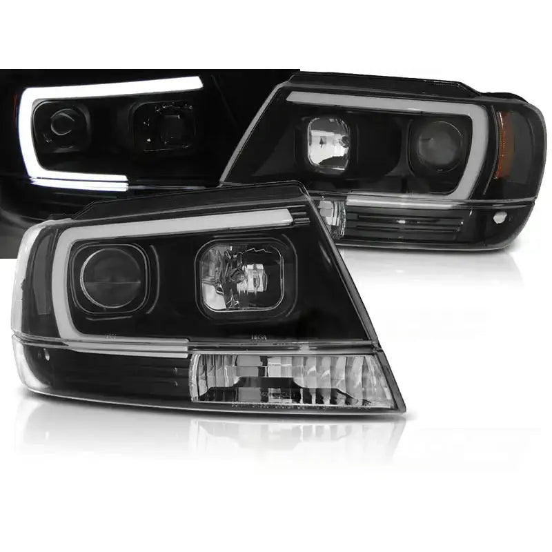 Frontlykter Jeep Grand Cherokee 99-05 Tube Light Black - 1